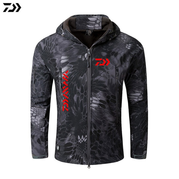 Jacket Crepe Fishing Clothing For Men Autumn Winter Waterproof Keep Warm Fishing Clothes Camouflage Hooded Fishing Jacket