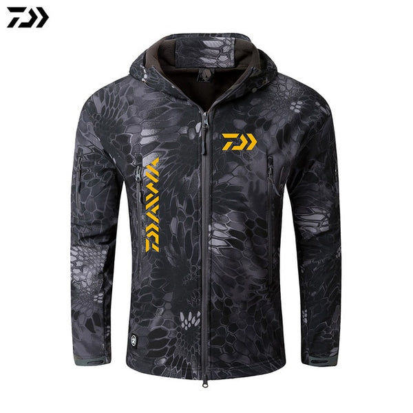 Jacket Crepe Fishing Clothing For Men Autumn Winter Waterproof Keep Warm Fishing Clothes Camouflage Hooded Fishing Jacket