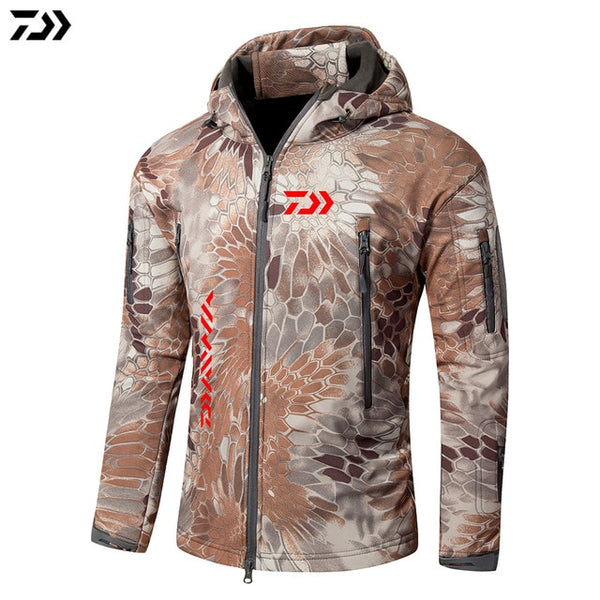 Jacket Crepe Fishing Clothing For Men Autumn Winter Waterproof Keep Warm Fishing Clothes Camouflage Hooded Fishing Jacket