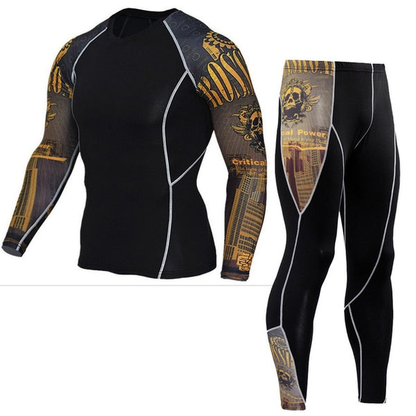 Winter Thermal Underwear Set Men's Sportswear Running Training Warm Base Layer Compression Tights Jogging Suit Men's Gym 2019