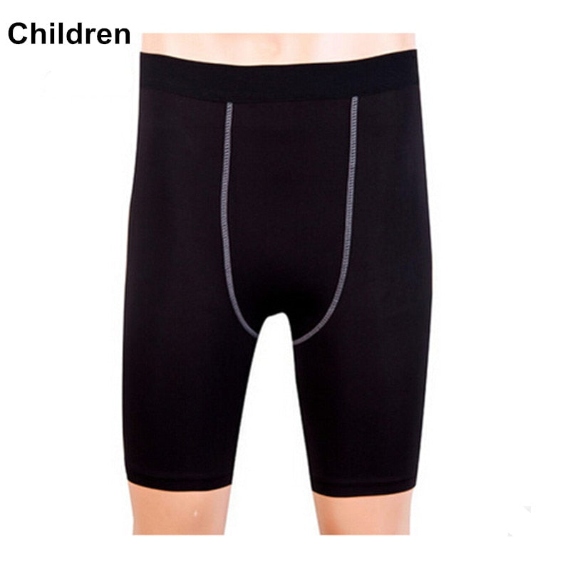 #1004K Children Kids Gym Fitness Sport Jogging Basketball Cycling Thermal Gear Base Layer Tights Shorts Male Height 120-150cm