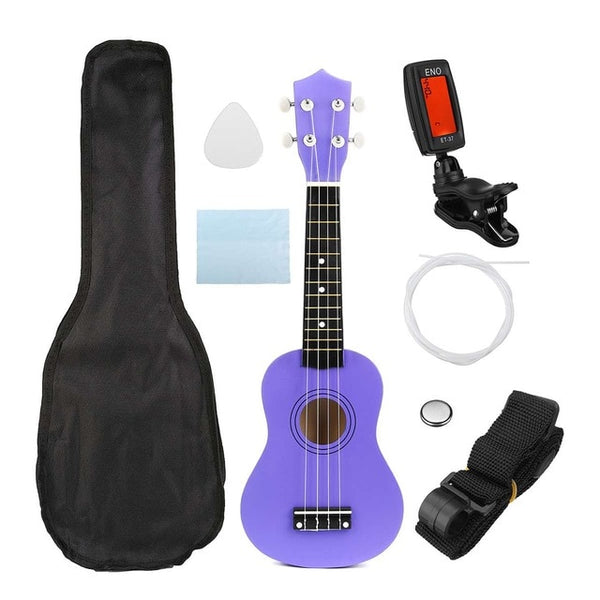 Zebra 21 inch Ukelele Soprano 4 Strings Hawaiian Spruce Basswood Guitar Musical Instrument Set Kits+Tuner+String+Strap+Bag