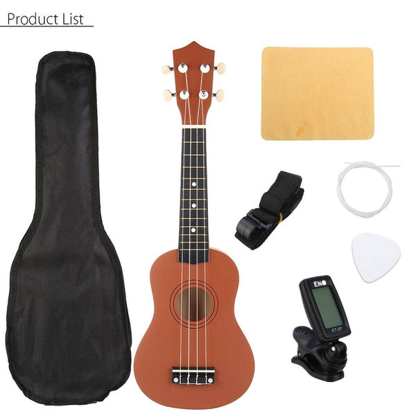 Zebra 21 inch Ukelele Soprano 4 Strings Hawaiian Spruce Basswood Guitar Musical Instrument Set Kits+Tuner+String+Strap+Bag