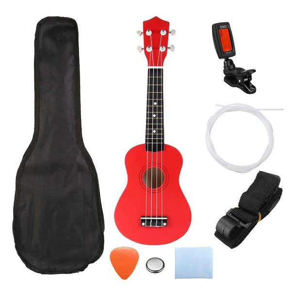 Zebra 21 inch Ukelele Soprano 4 Strings Hawaiian Spruce Basswood Guitar Musical Instrument Set Kits+Tuner+String+Strap+Bag