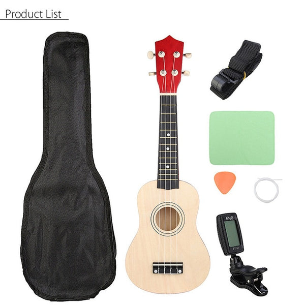 Zebra 21 inch Ukelele Soprano 4 Strings Hawaiian Spruce Basswood Guitar Musical Instrument Set Kits+Tuner+String+Strap+Bag